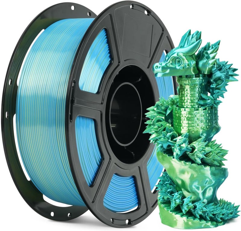 FLASHFORGE Silk Bi-Color PLA Filament 1.75mm, Coextrusion Yellow Blue Dual Color Multicolor 3D Printer Filament, Enchanting Silk Finish with 360° Multicolor Shifting Color Effect - Image 1